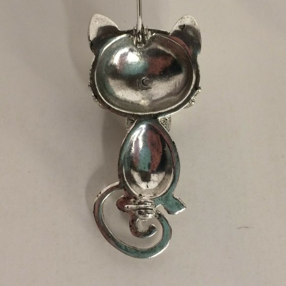 Liz Claiborne Mouse Pin Rhinestone Brooch Blue Eye Costume Jewelry Heart Nose - Picture 4 of 8